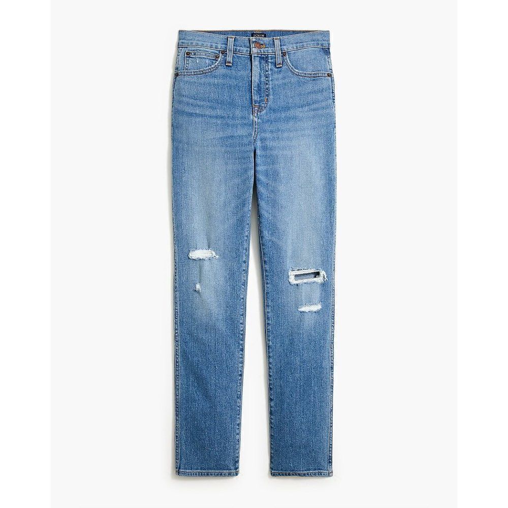 J. Crew Factory High Rise Classic Vintage Distressed Jean All Day Stretch Sz 33